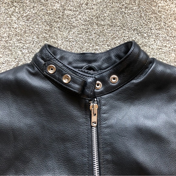 Y2K REDLINE LEATHER JACKET BLACK SIZE MEDIUM - Picture 3 of 11